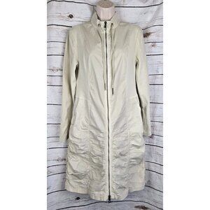 XCVI Wearables Beige Ruched Dress Size S Full Zip Womens Cotton Rib Knit